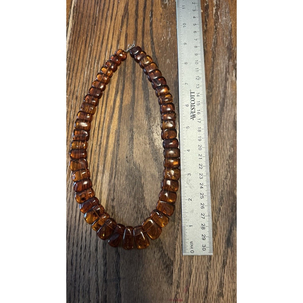 Vintage Baltic Amber Cleopatra Necklace 49 Pcs UV Tested Genuine Cognac 17" - Picture 10 of 11